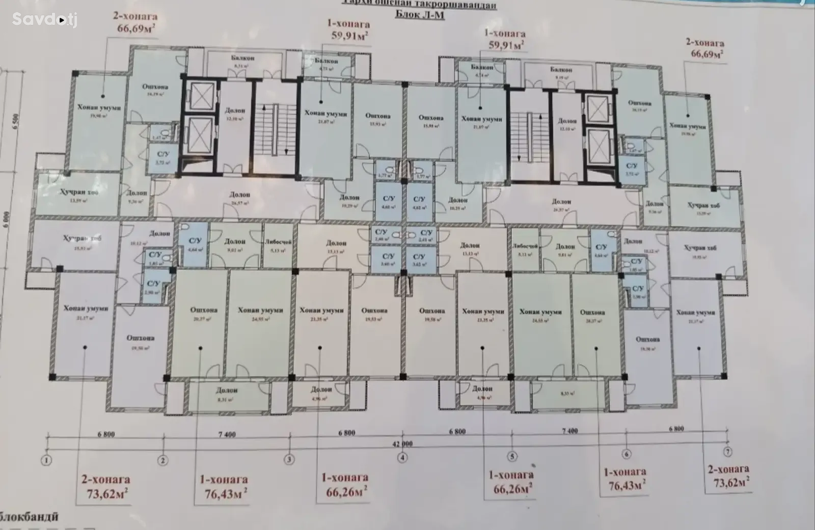 2-комн. квартира, 14 этаж, 73 м², Гуля голд