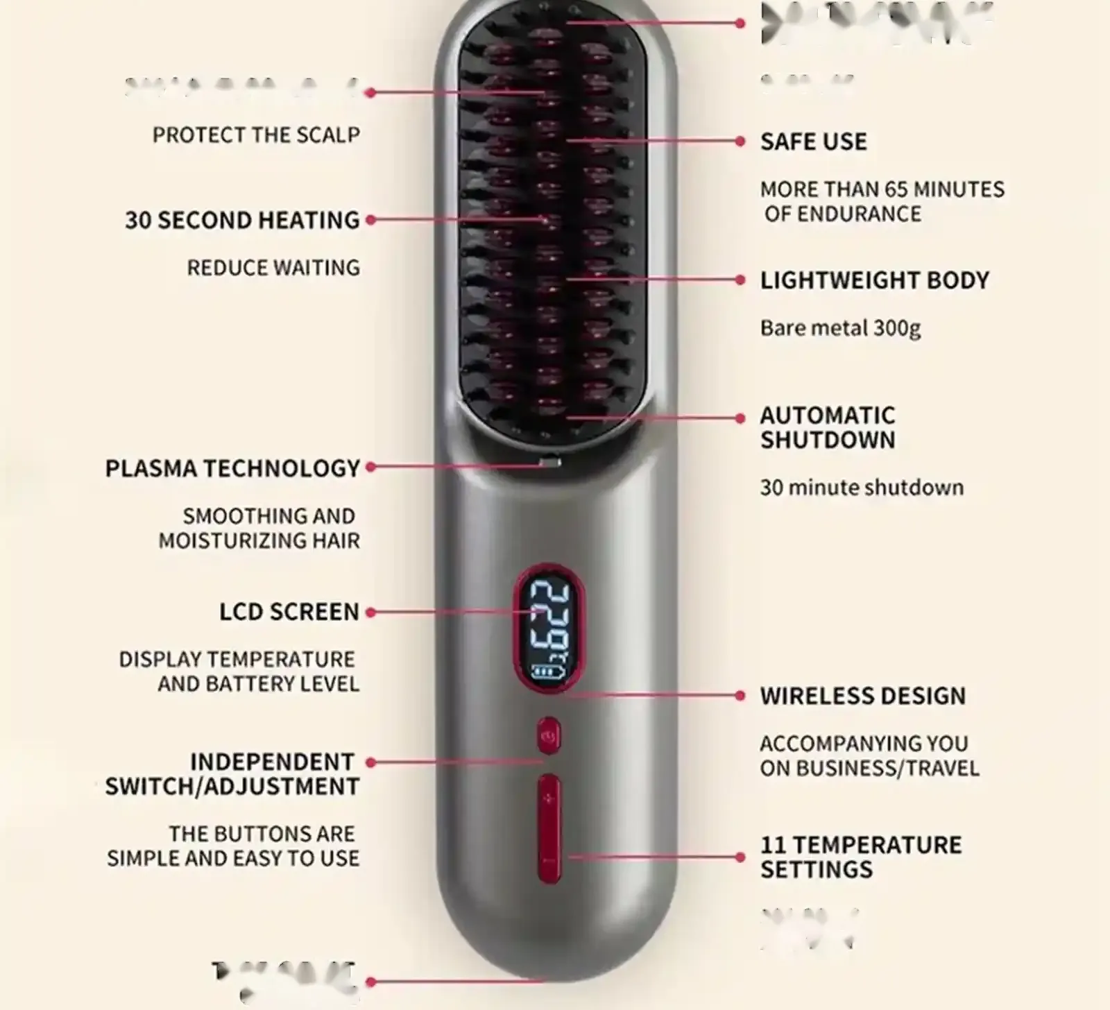 Портативная мини щетка для выпрямления Cordless straightening comb QL001