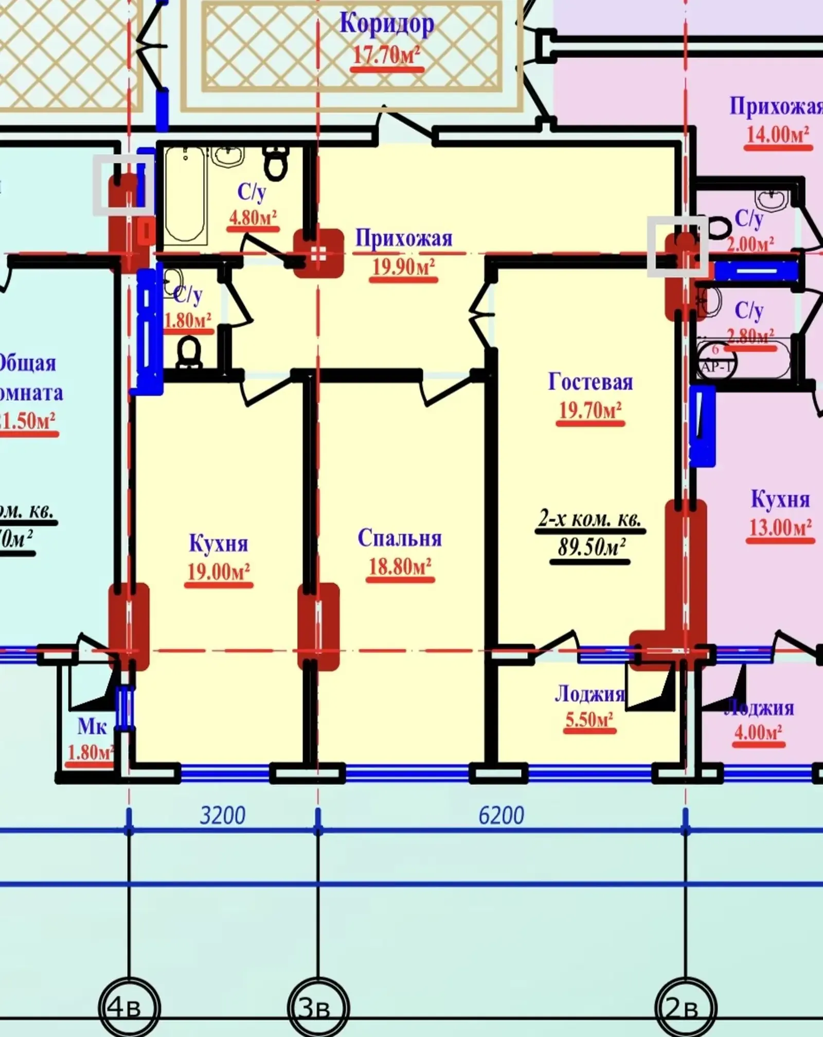2-комн. квартира, 6 этаж, 90 м², Овир, ЖК Себистон
