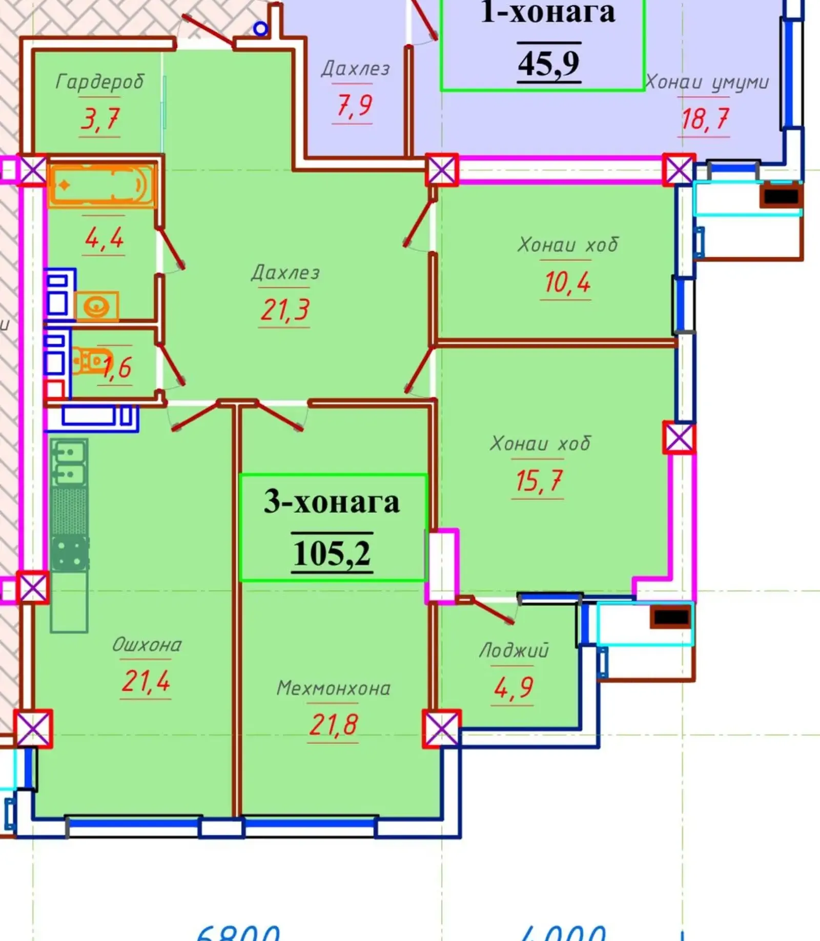 3-комн. квартира, 15 этаж, 105 м², И Сомони