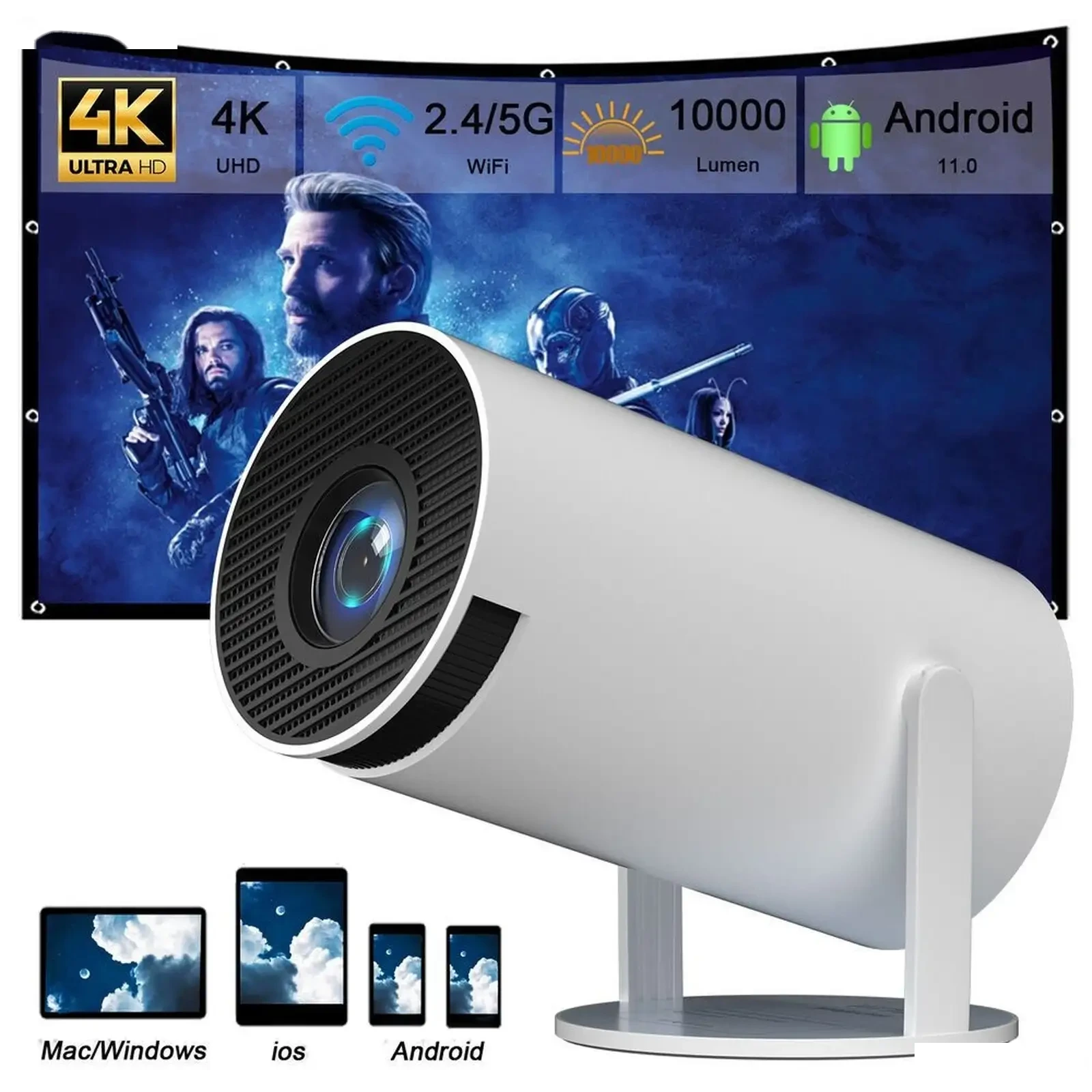 Домашний проектор 4K Full HD Bluetooth Wi-Fi 1280x720