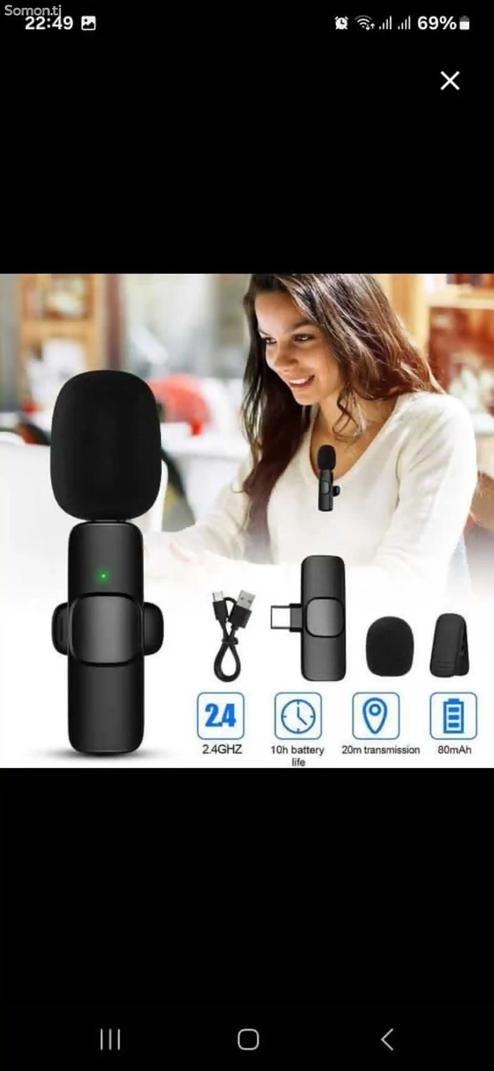 Микрофон для мобильного устройства Sagseller Wireless Microphone K9 2 in 1/черны