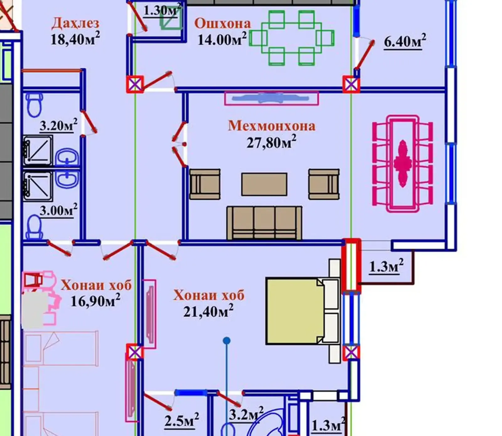 3-к квартира, 7 этаж, 126 м², 91 мкр, кафе Суман