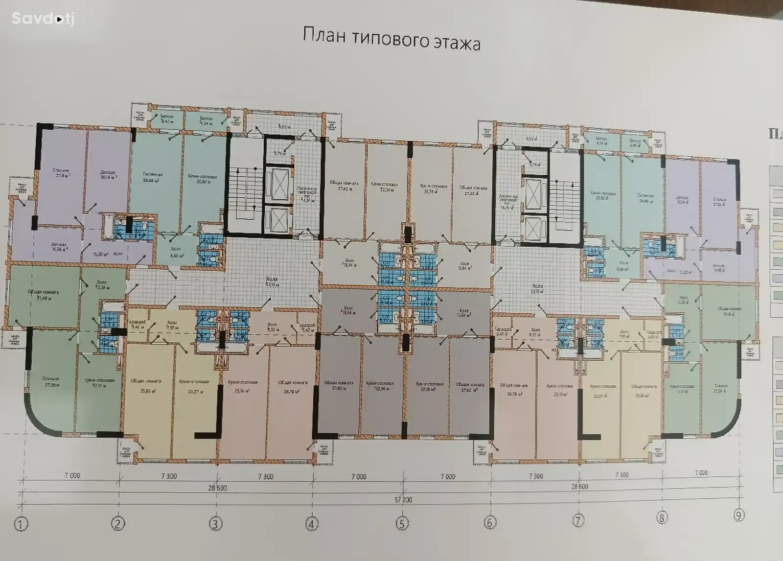 2-комн. квартира, 9 этаж, 89 м², Гулистон