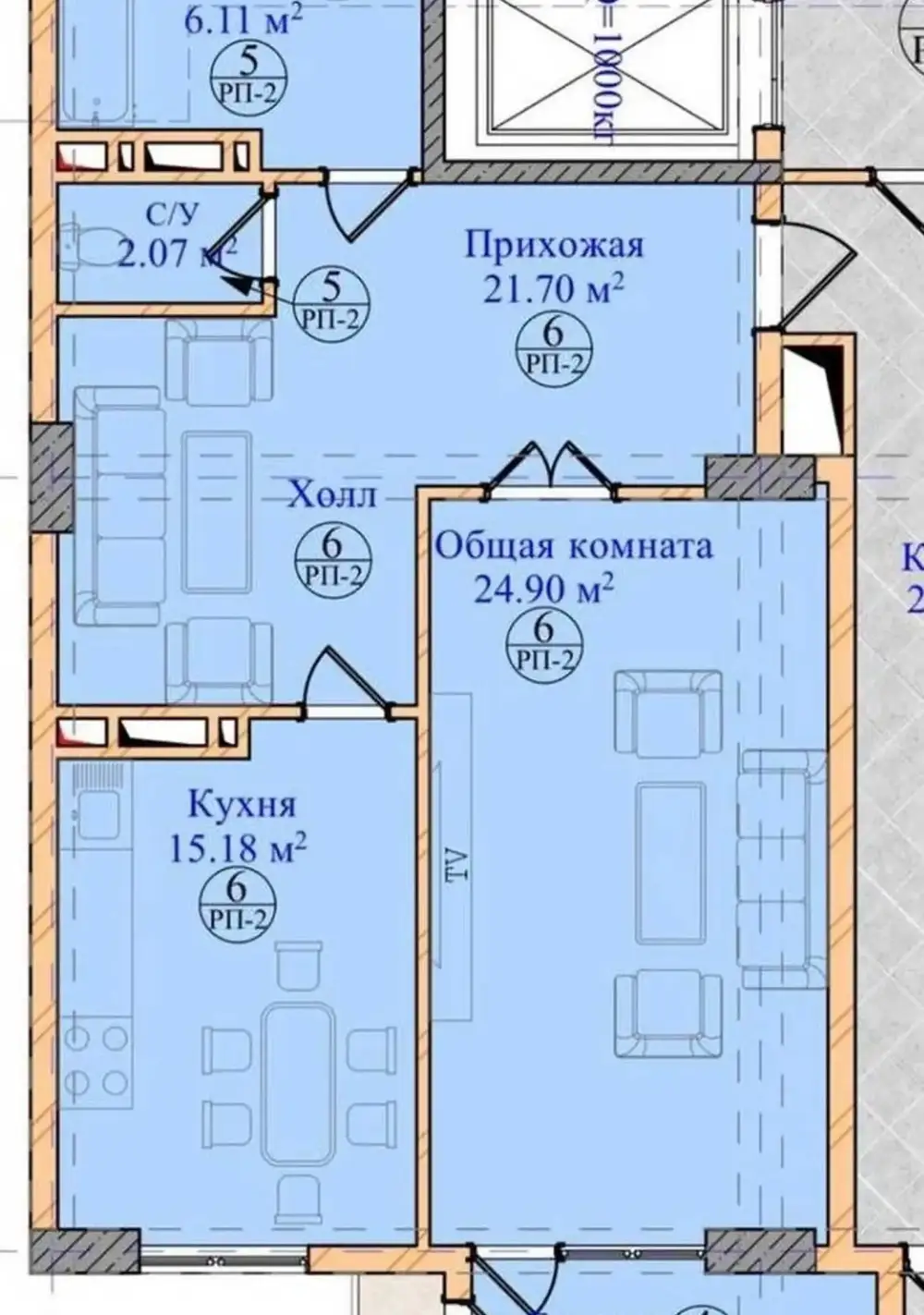 2-комн. квартира, 14 этаж, 80 м², Шохмансур