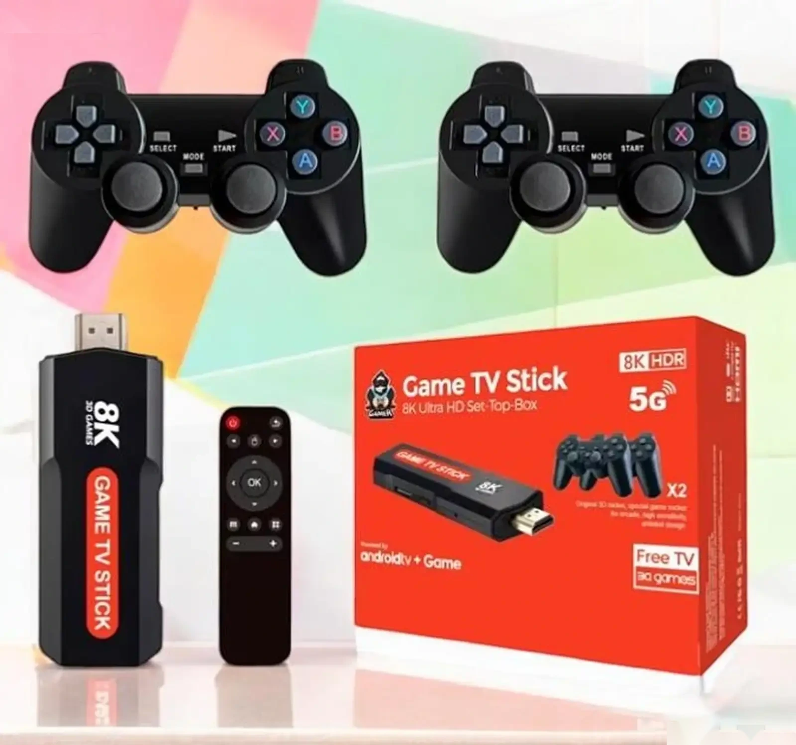 Игровая приставка для телевизора UKC Game TV Stick X2 Plus 64Gb консоль з двома — фото 6