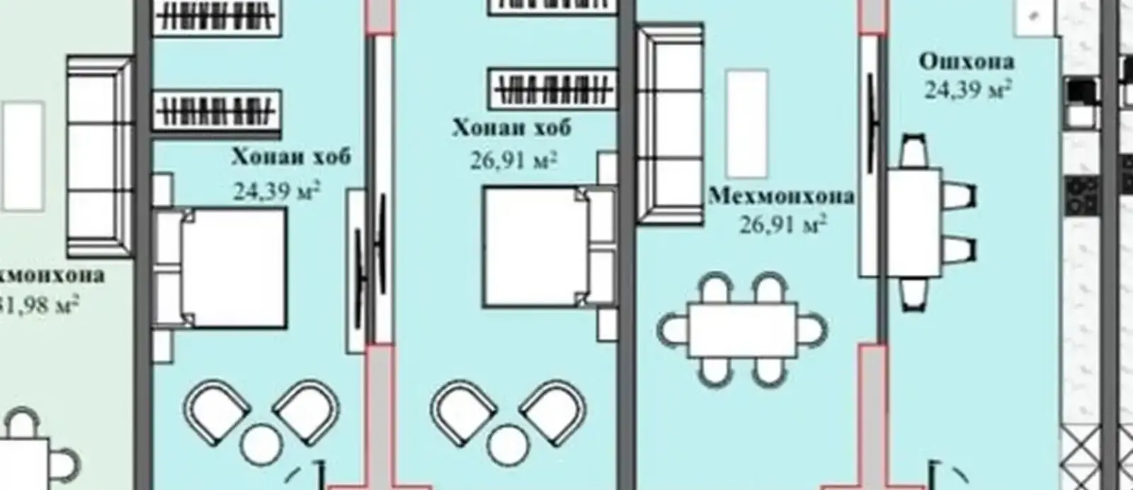 3-комн. квартира, 3 этаж, 160 м², ул. Пушкина, '' РТСУ '' ЖК «Рангинкамон»