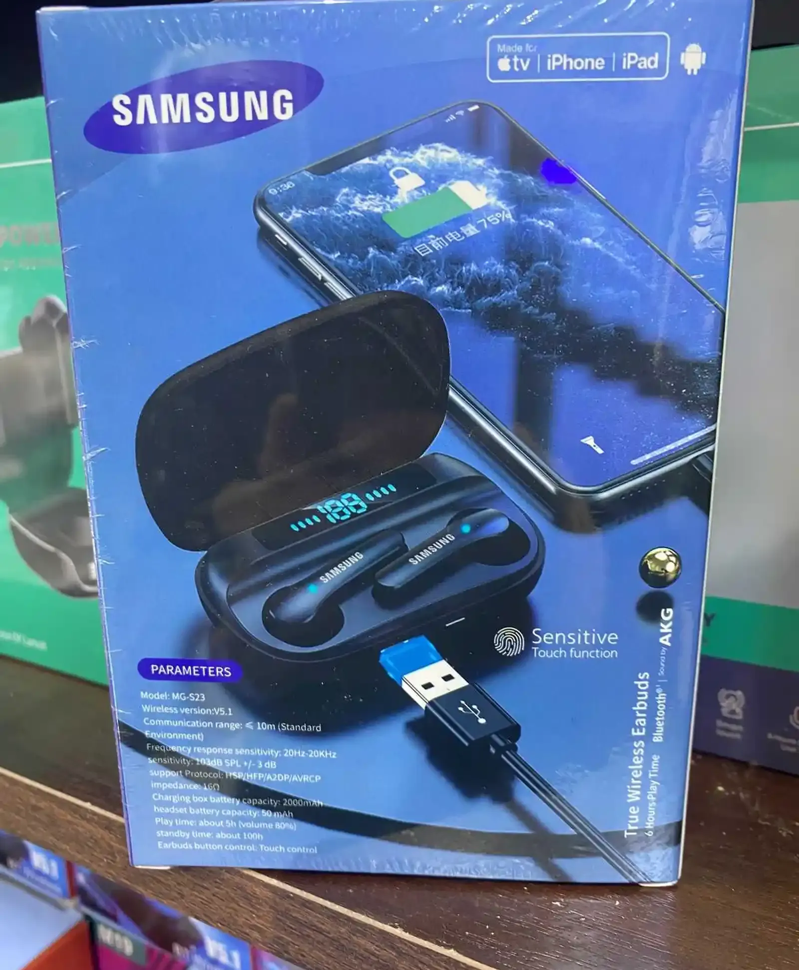 Беспроводные наушники Samsung LED Power Bank