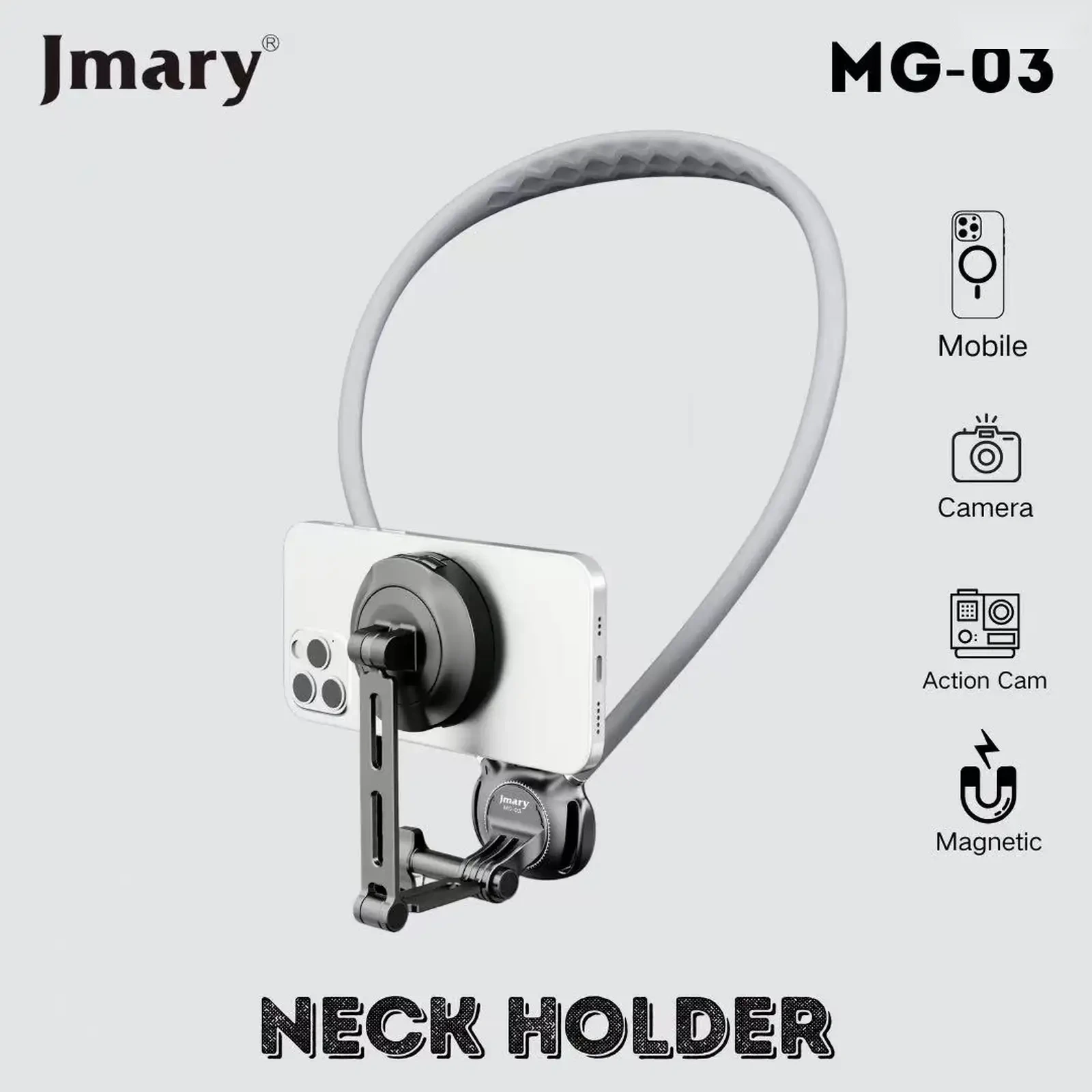 Магнитный держатель на шею Jmary MG-03 | POV-съёмка | 360 | iPhone/Android/G