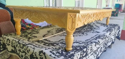 Деревянный стол с стеклом 2х1 — миниатюра 3