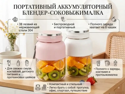 Портативный беспроводной блендер-стакан Portable Juicer Cup.