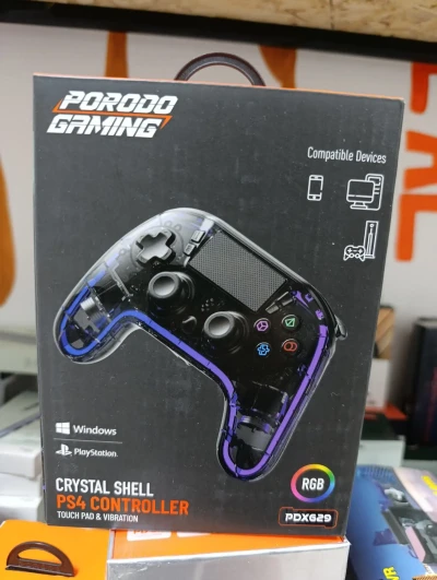 Геймпад Porodo Gaming Crystal Shell PS4 Gamepad Transparent Controller, черный