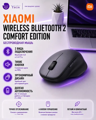 Беспроводная мышь Xiaomi Wireless Portable Dual Mode Mouse 2