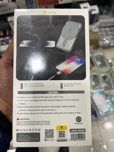 Lenyes Wireless Magnetic Powerbank PW030D original brand 10000mAh 22.5W PD Fast — миниатюра 2