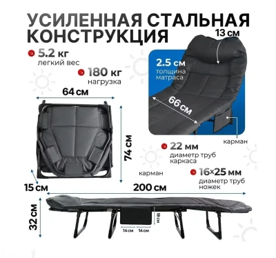 Шезлонг сладной для похода и отдыха и дома и дачи — миниатюра 2