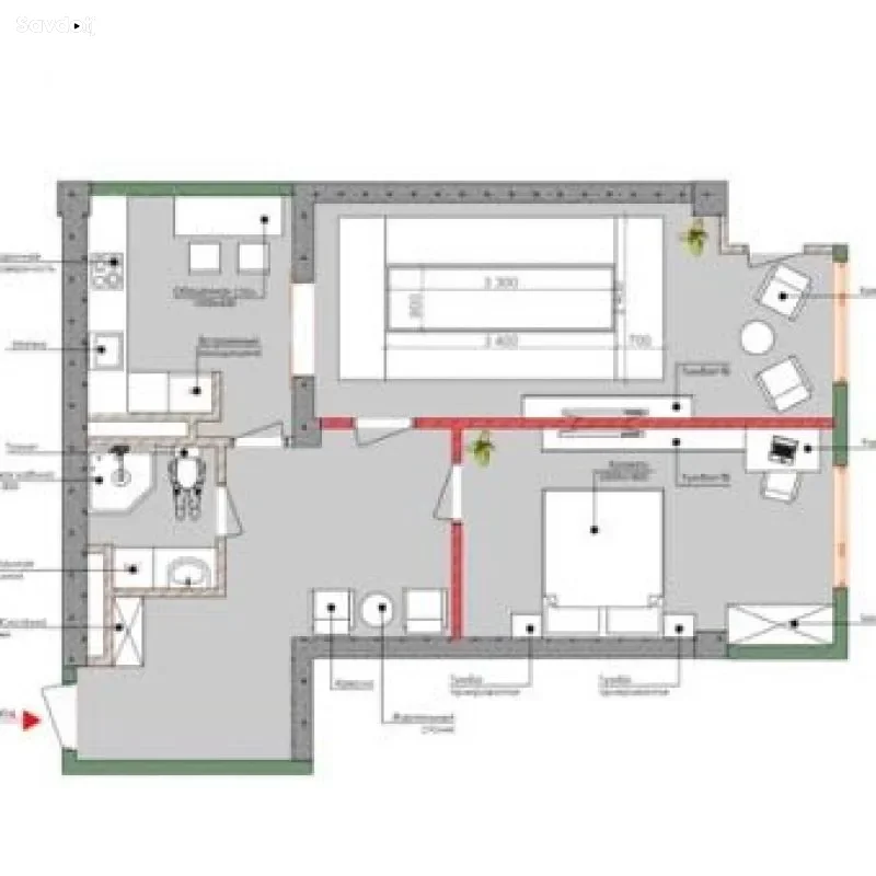 2-к квартира, 12 этаж, 70 м², Сино
