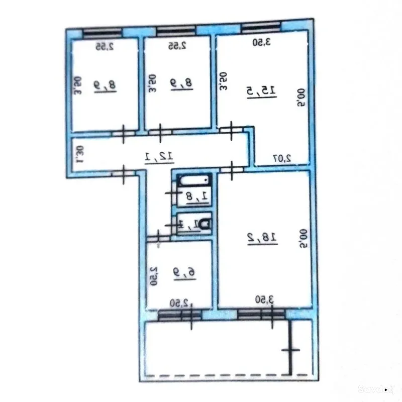 4-к квартира, 3 этаж, 90 м², н.Фирдавси