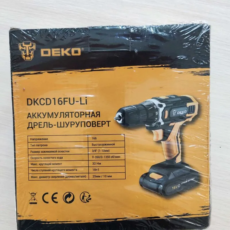 Аккумуляторная дрель шуруповёрт Deko DKCD16FU-Li