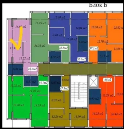 1-к квартира, 3 этаж, 45 м², 18