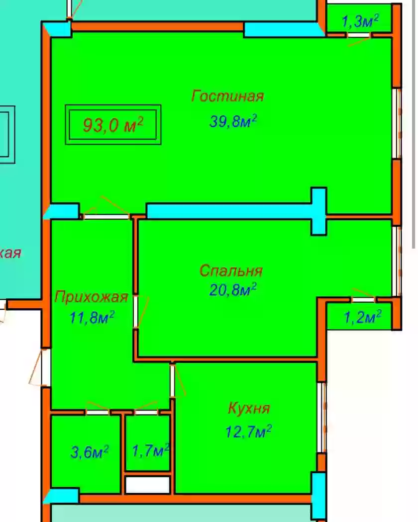 2-к квартира, 13 этаж, 93 м², Шохмансур