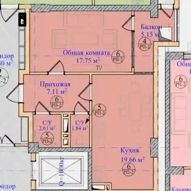 2-к квартира, 4 этаж, 58 м², Шохмансур