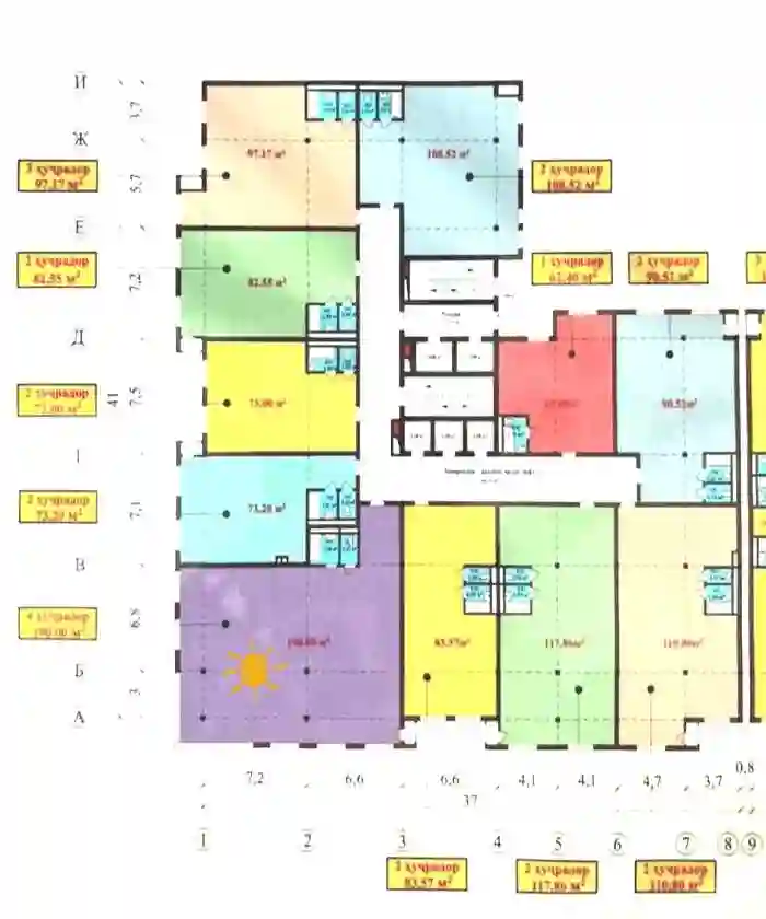 2-к квартира, 9 этаж, 78 м², Шохмансур