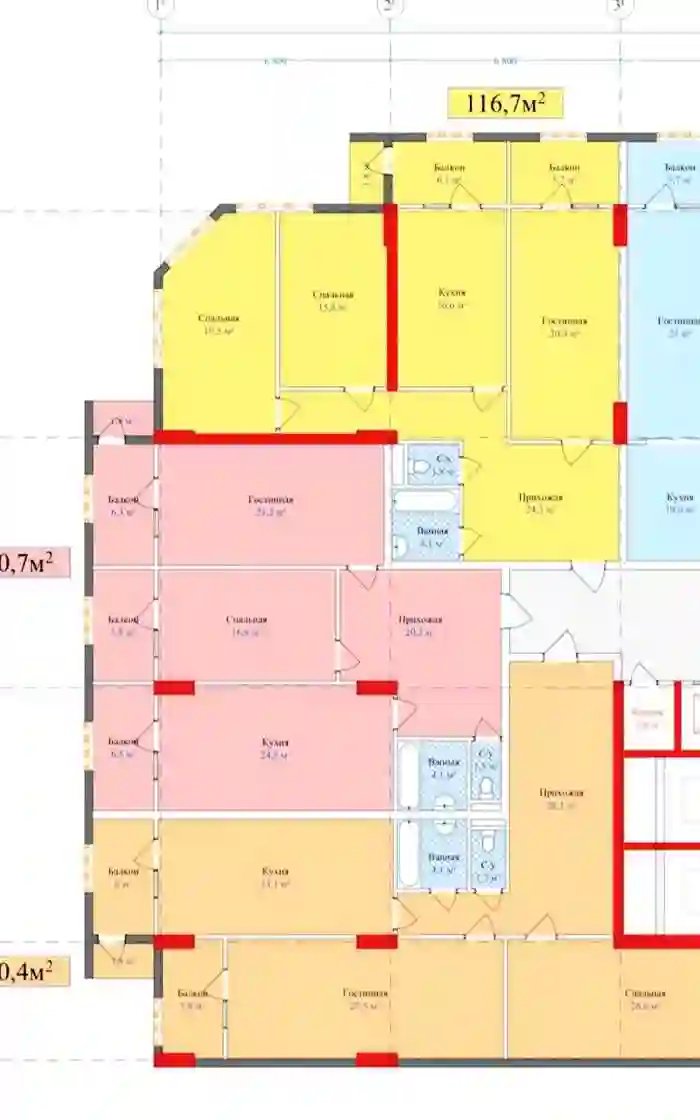 3-к квартира, 9 этаж, 117 м², Сино