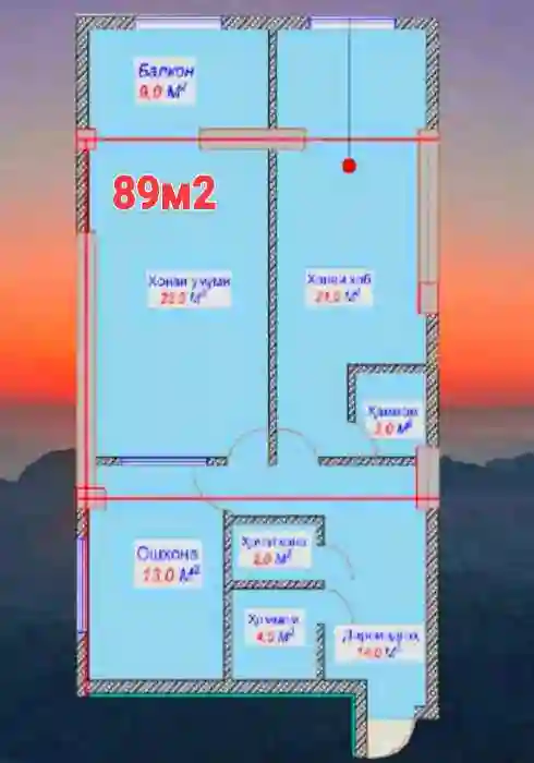 2-к квартира, 15 этаж, 89 м², Сино
