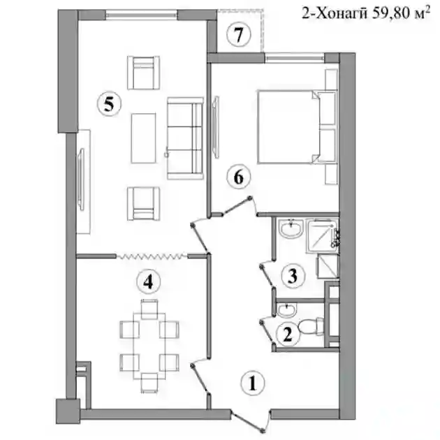 2-к квартира, 11 этаж, 59.8 м², Сино