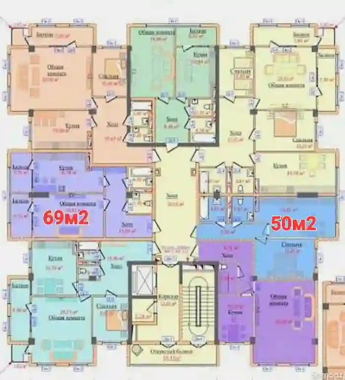 1-к квартира, 9 этаж, 69 м², Шохмансур
