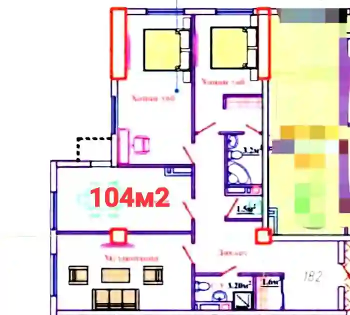 3-к квартира, 11 этаж, 104 м², Сино