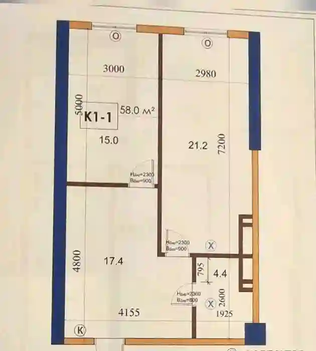 1-к квартира, 6 этаж, 58 м², Шохмансур