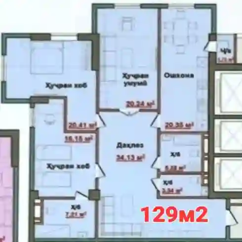 4-к квартира, 12 этаж, 129 м², Шохмансур