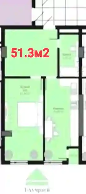 1-к квартира, 3 этаж, 51.3 м², Гиссар
