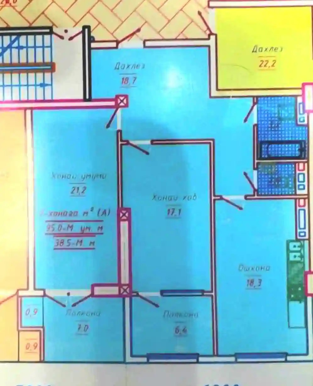 2-к квартира, 13 этаж, 95 м², Шохмансур