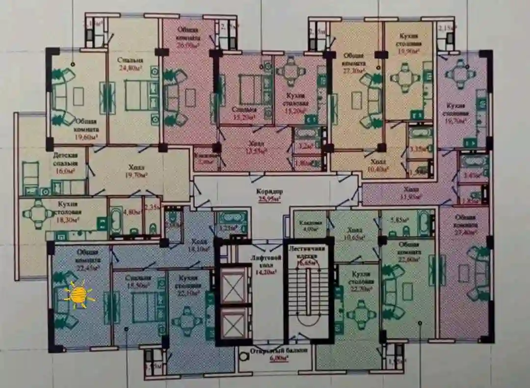 3-к квартира, 12 этаж, 83 м², Сино