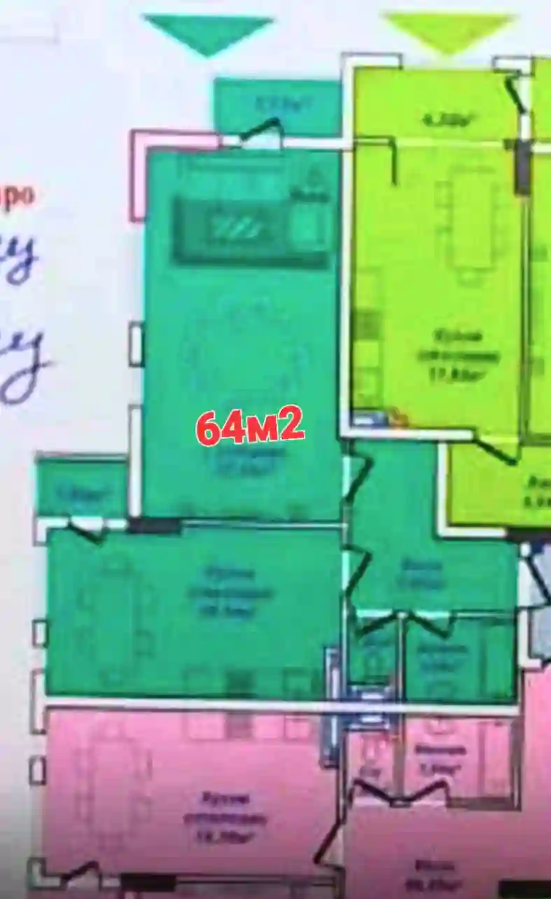 1-к квартира, 3 этаж, 64 м², Сино