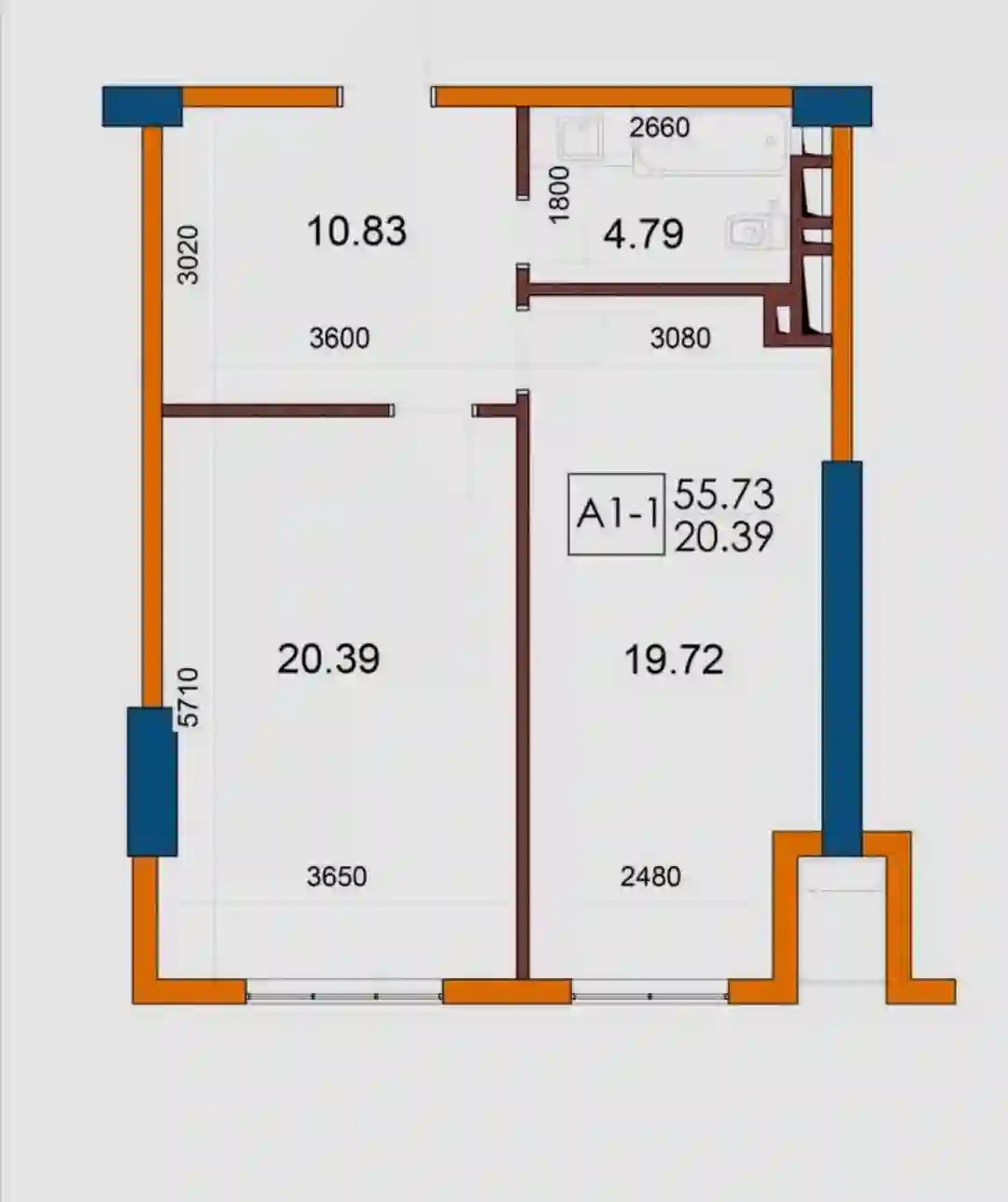 1-к квартира, 5 этаж, 55.7 м², Исмоил Сомони