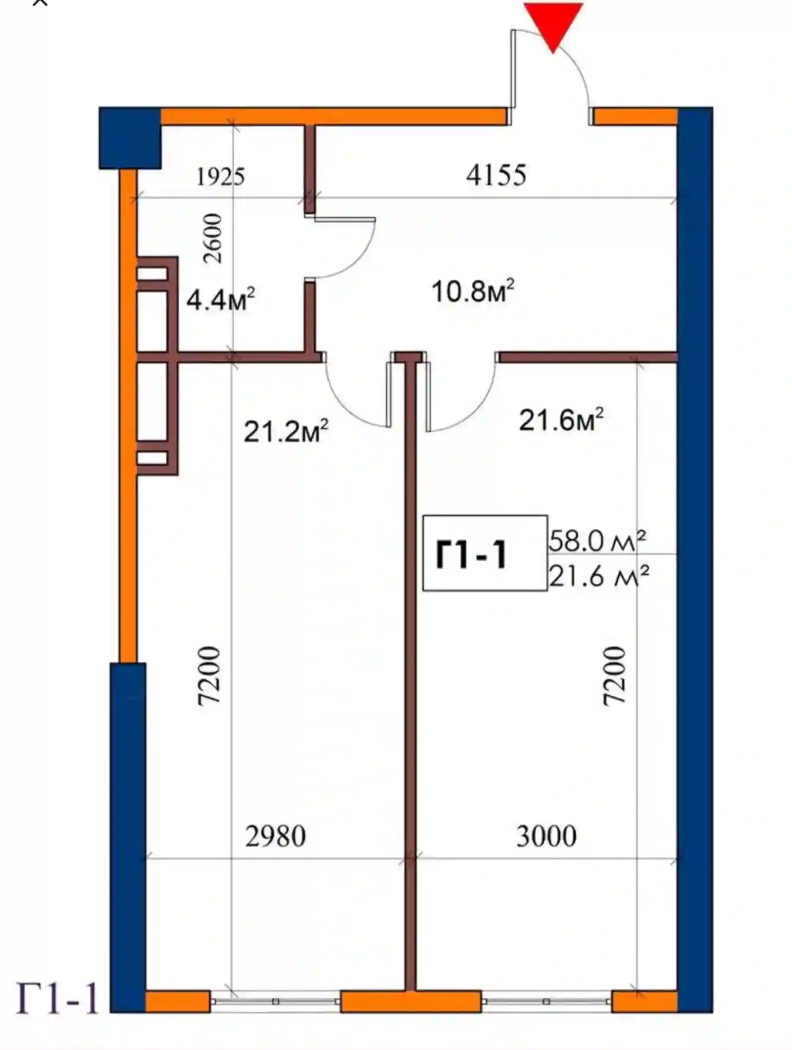 1-к квартира, 6 этаж, 58 м², Шохмансур