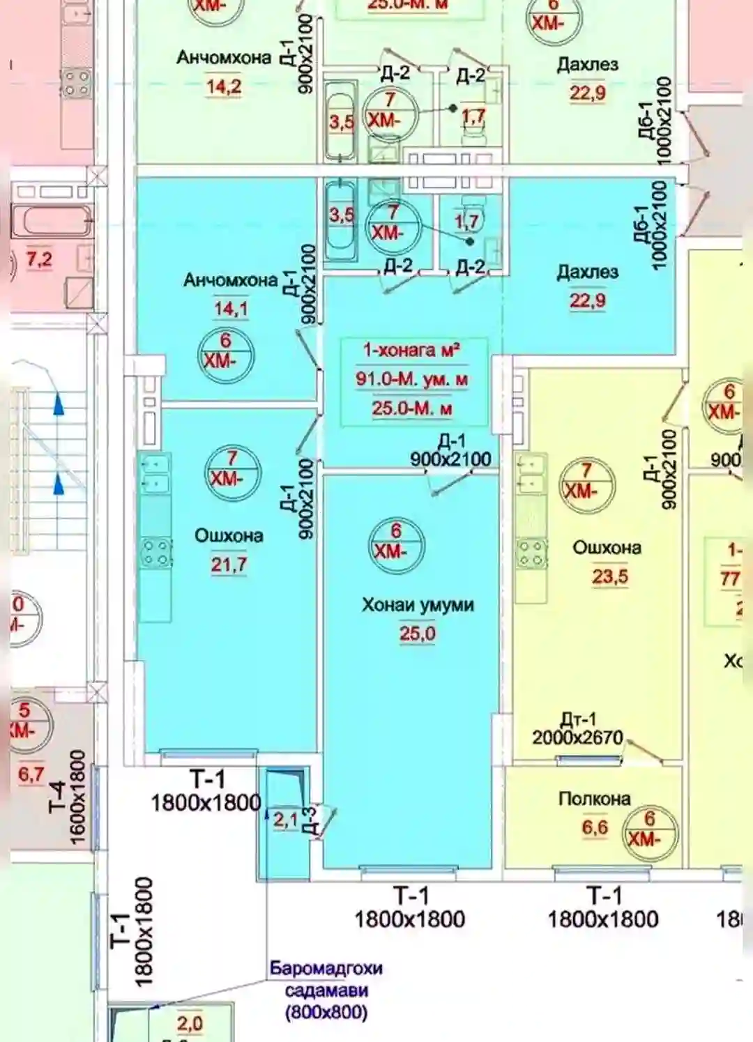 2-к квартира, 10 этаж, 91 м², Шохмансур
