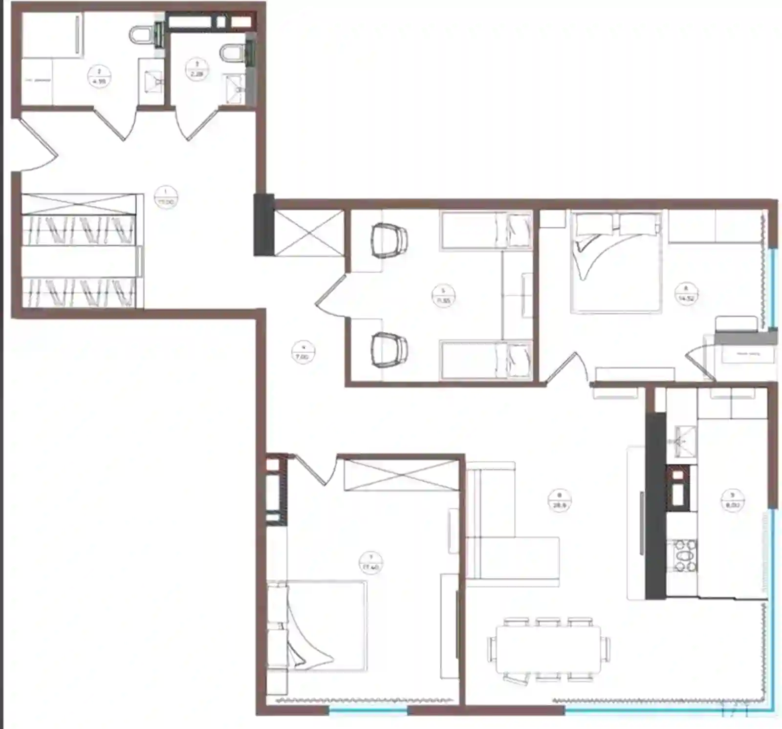 3-к квартира, 11 этаж, 109 м², Фирдавси