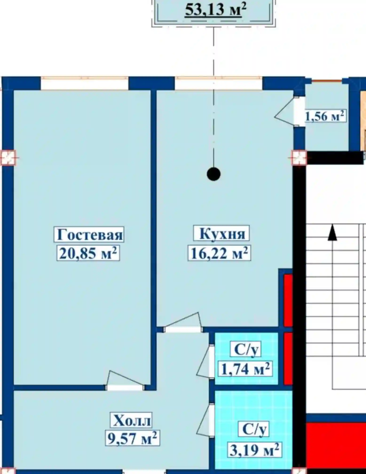 1-к квартира, 11 этаж, 53 м², Исмоил Сомони