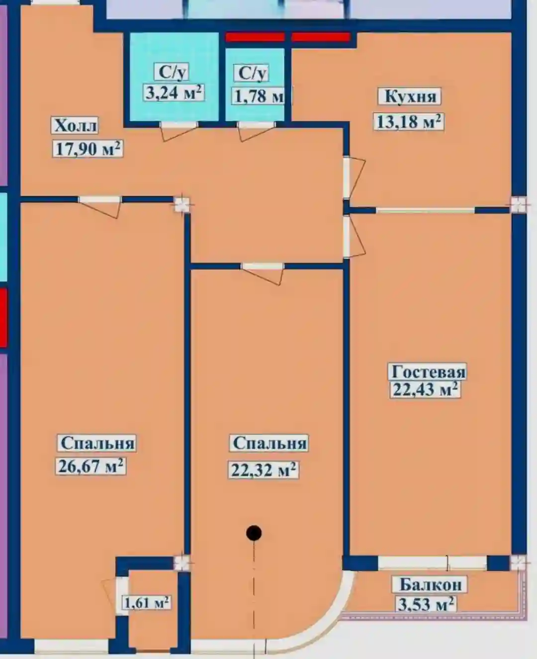 3-к квартира, 8 этаж, 113 м², Шохмансур