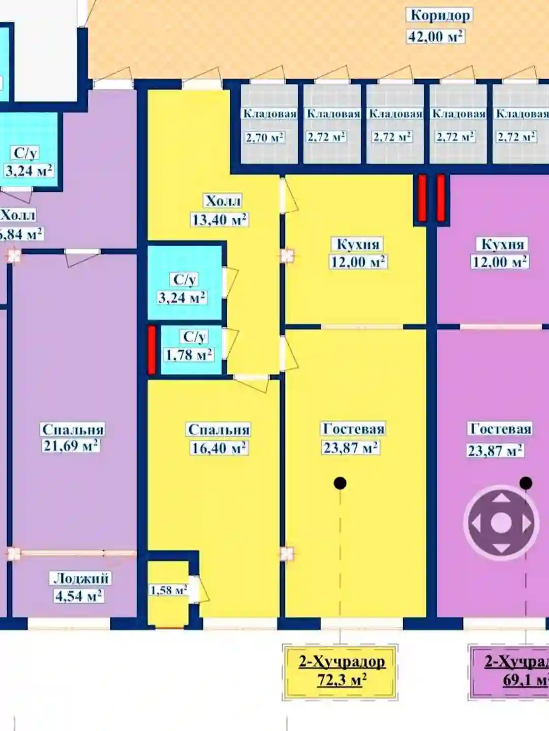 2-к квартира, 10 этаж, 72 м², Исмоил Сомони