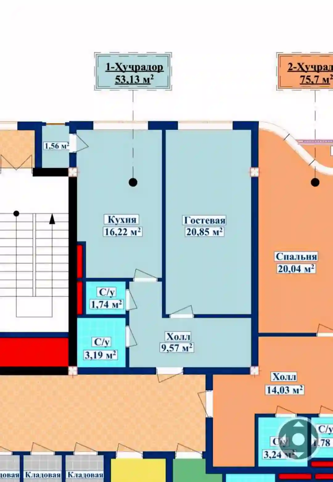 1-к квартира, 12 этаж, 53 м², Исмоил Сомони