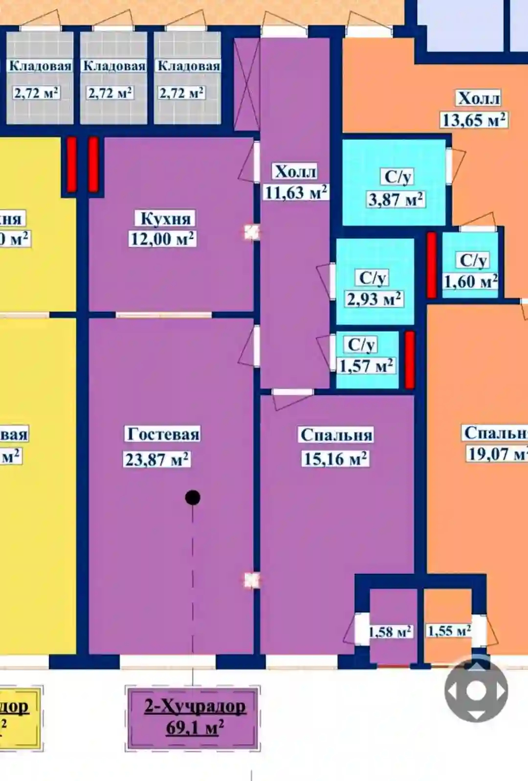 2-к квартира, 7 этаж, 69 м², Исмоил Сомони