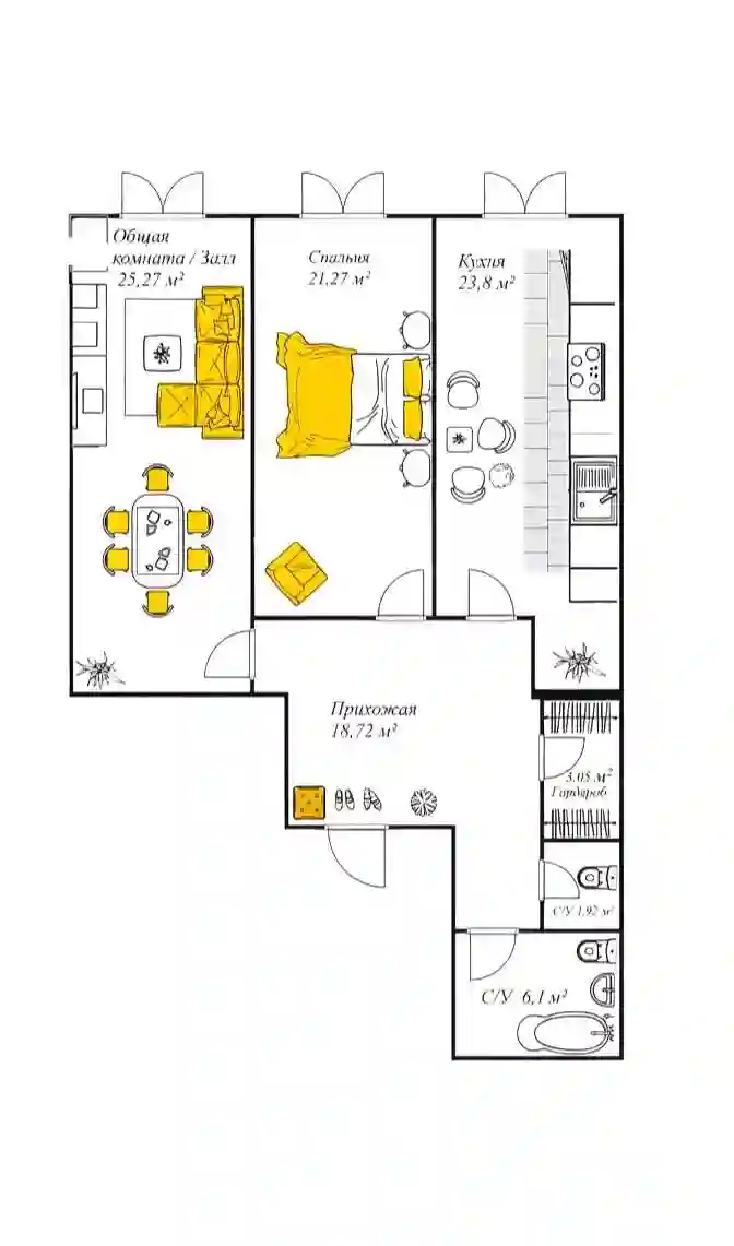2-к квартира, 5 этаж, 100 м², Шохмансур