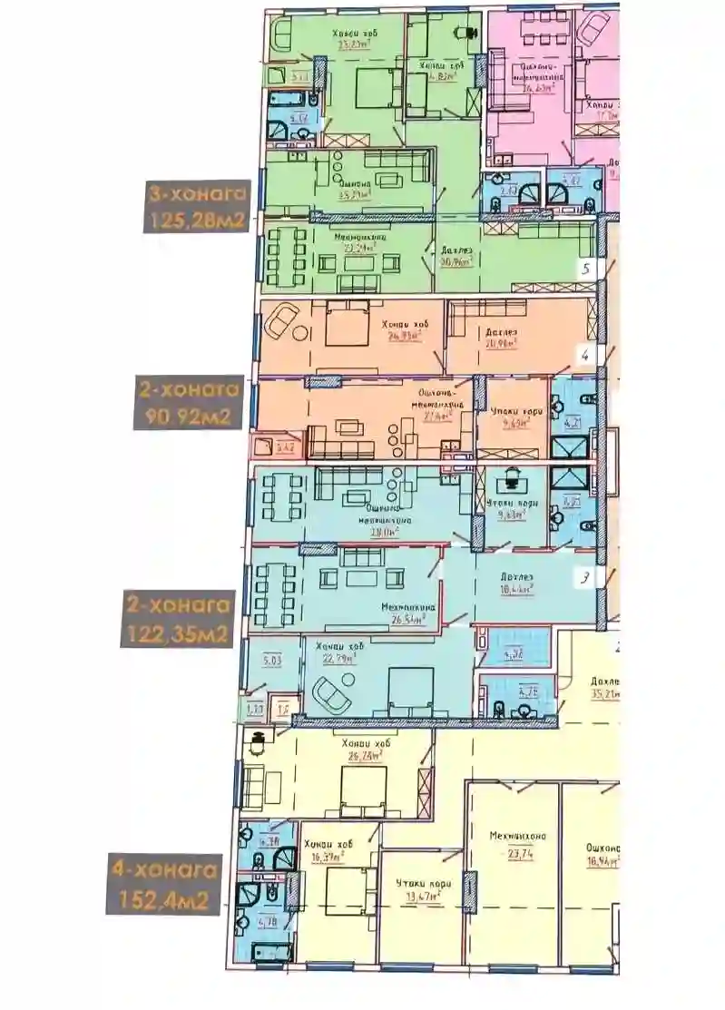 3-к квартира, 8 этаж, 123 м², Сино