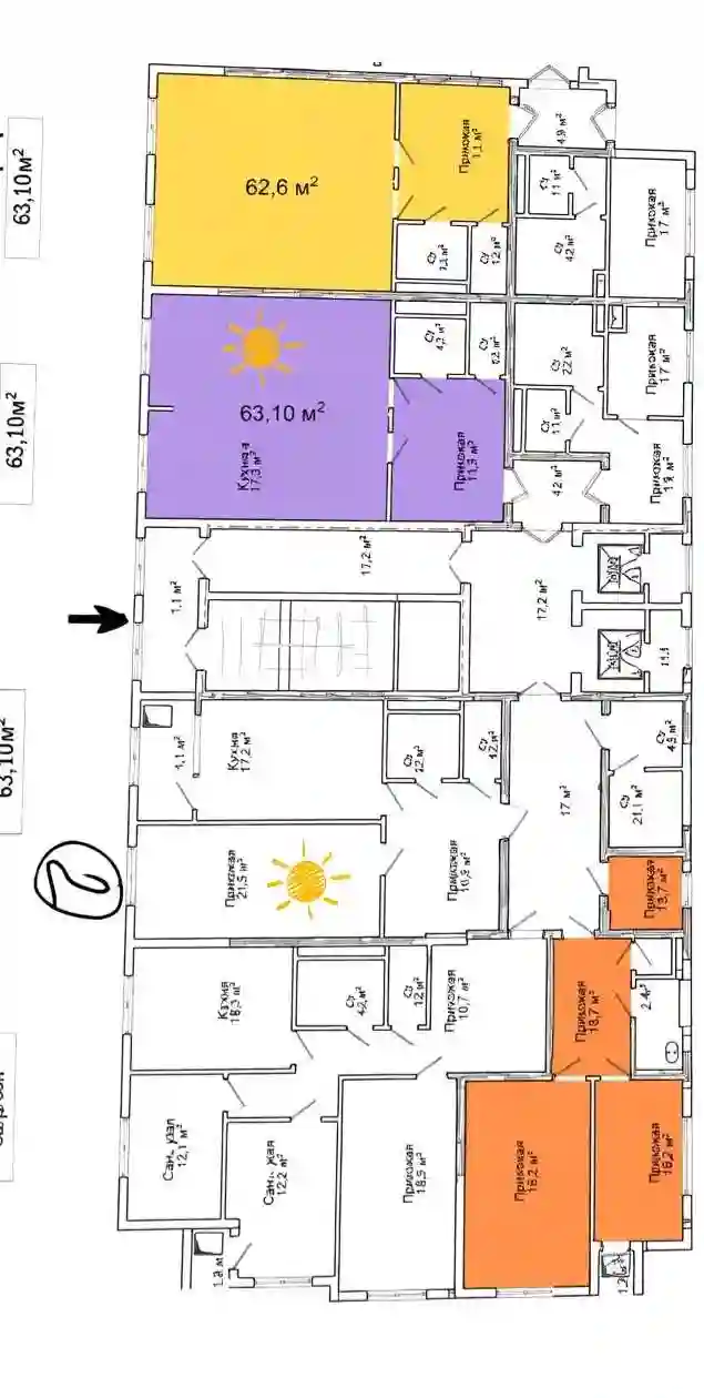 1-к квартира, 4 этаж, 63 м², Сино