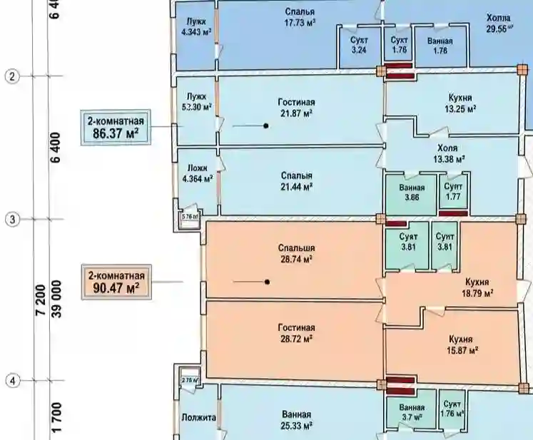 2-к квартира, 10 этаж, 86 м², Шохмансур